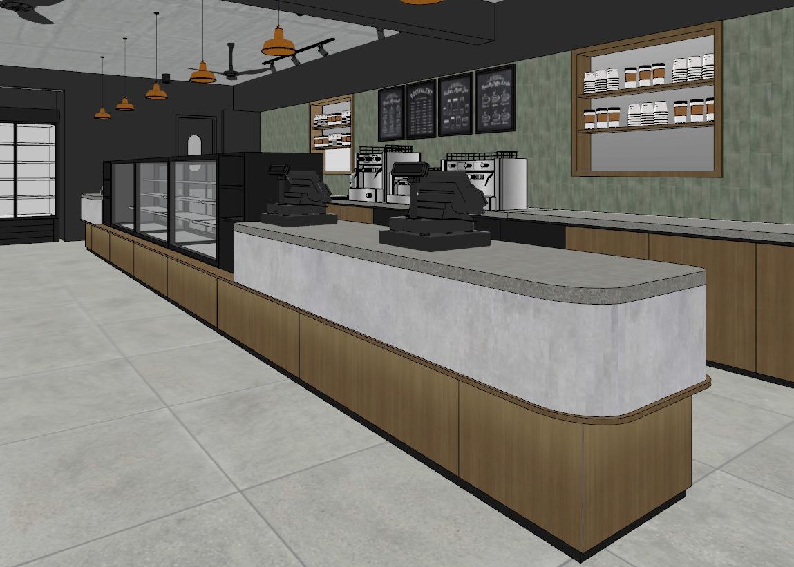 The counter at Le Coffee Shop